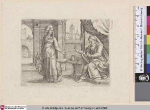 [Tobits Frau mit einer Ziege; Tobit's wife with the goat]