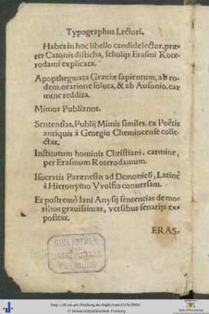 Typographus Lectori