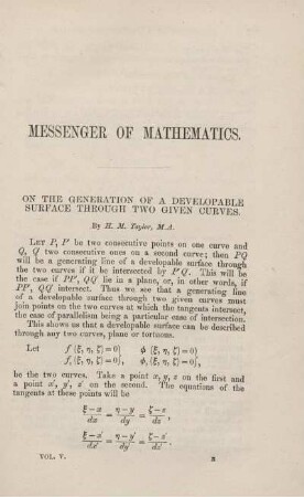 Messenger of Mathematics.