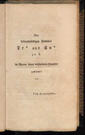 Den liebenswürdigen Familien Tr* und Cn*