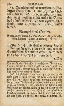 Neunzehntes Capitel. Sittenlehren wider die Trunkenheit, Unzucht, Geschwätzigkeit, Ehrabschneidung...