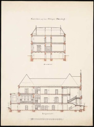 Herrenhaus für das Rittergut, Neudorf/Spree: Querschnitt und Längsschnitt