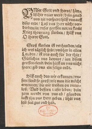 VNser Gott vnd Herre/ him=||lischer vater werd/