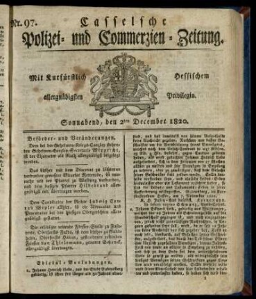 Nr. 97, Sonnabend, den 2ten December 1820