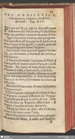 Cap. XVI. Del Chrisolito, Chrisopazzo, e Liguro