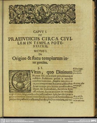 Caput I. De Praejudiciis Circa Civilem in Templa Potestatem