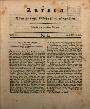 Aurora : Zeitschrift aus Bayern. 1829. Okt. - Dez.