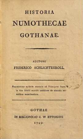 Historia numothecae Gothanae