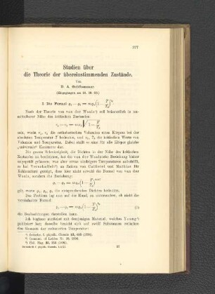 Studien über die Theorie der übereinstimmenden Zustände.