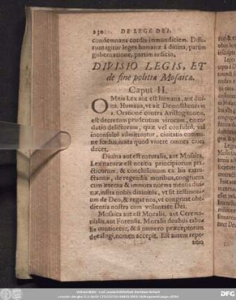 Divisio Legis, Et de fine politiae Mosaicae. Caput II.