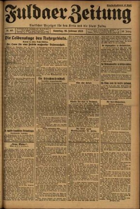 Erste Ausgabe vom Sonntag, den 18. Februar 1923.