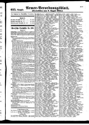 625. Ausgabe. Montag, 9. August 1915