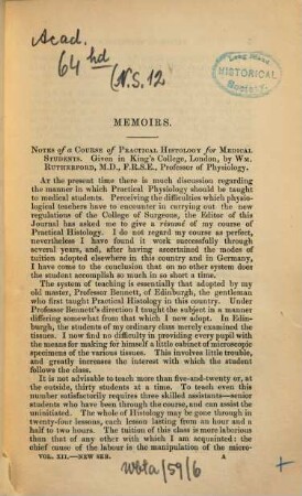 Quarterly journal of microscopical science. 12. 1872