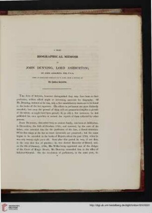 A brief biographical memoir of John Dunning, Lord Ashburton [...]