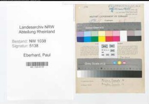 Entnazifizierung Paul Eberhard , geb. 24.06.1898 (Lehrer)
