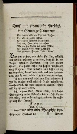Fünf und zwanzigste Predigt. - Dreißigste Predigt.