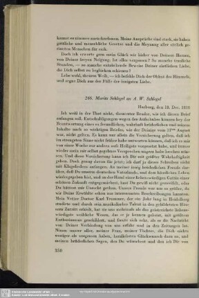 Karl August Moritz Schlegel an August Wilhelm von Schlegel, Harburg, 18.12.1818