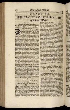 Caput VII. Abschiede vor Ober- und Unter-Officiers, auch gemeine Soldaten.