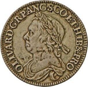 Halber Crown, geprägt unter Lordprotektor Oliver Cromwell, 1658