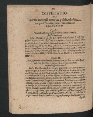 Disputatio De Eadem materia antehac publice habita, quae quasi Diatribae huius (praecedentis).