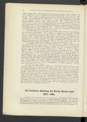 Die Nautische Abteilung des Reichs-Marine-Amts. 1893-1908