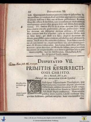 VII. De Primitiis Resurrectionis Christo.