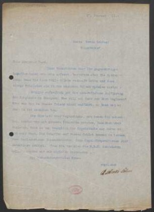 Brief an Erwin Lendvai : 17.02.1911