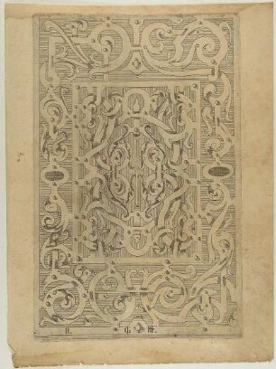 Füllung mit Schweifwerk, Blatt 11 aus der Folge: "Schweyf Buoch. Coloniae : sumptibus ac formulis Iani Bussmacheri, anno salutis 1599"