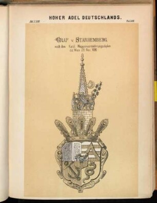 Taf. 338. Graf v. Starhemberg, nach dem Kaisl. Wappenvermehrungsdiplom d. d. Wien 28. Nov. 1686