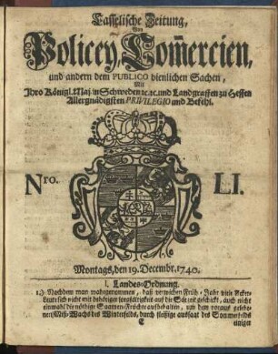 Nro. LI, Montags, den 19. Decembr. 1740
