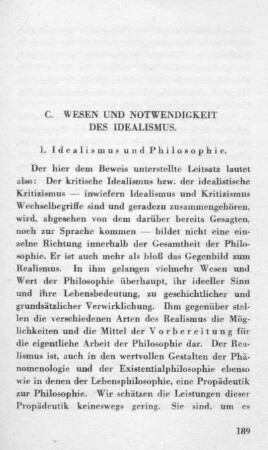 1. Idealismus und Philosophie