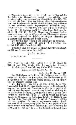 Fortdauernde Gültigkeit des §. 33. Theil II. Tit. 12. des Allg. Landrechts. Befugniß der Staatsbehörde zur Durchführung dieser Bestimmung : [V. Volksschulwesen]