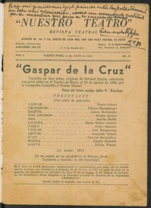 1939008200: Gaspar de la Cruz : comedia en 3 actos
