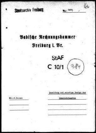 Besoldung und sonstige Bezüge der Gemeindebeamten
