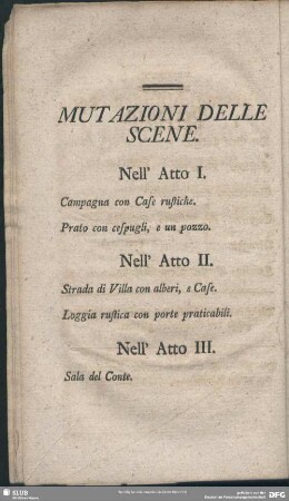 Mutazioni Delle Scene / Verwandlung der Scenen