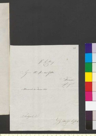 Brief von Cottasche Buchhandlung an Goethe, Johann Wolfgang von