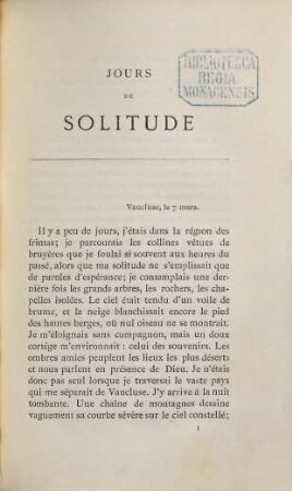 Jours de solitude