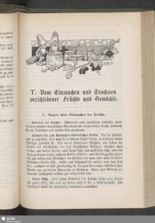 T. Vom Einmachen und Trocknen verschiedener Früchte und Gewächse