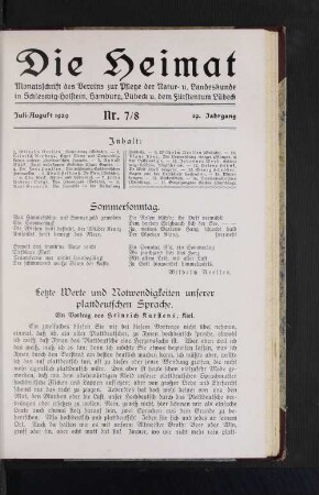 Letzte Werte und Notwendigkeiten unserer plattdeutschen Sprache.