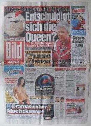 Tageszeitung "Bild" u.a. zum Besuch der britischen Königin Elizabeth II. in Dresden