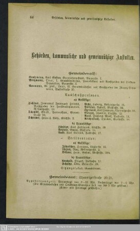 Behördenverzeichnis : Behörden, kommunliche und gemeinnützige Anstalten