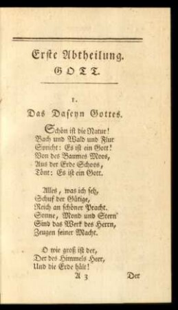 Erste Abtheilung. Gott.