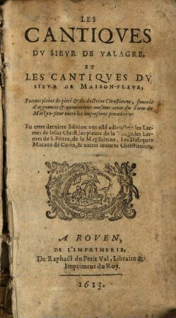 Les Cantiques ...