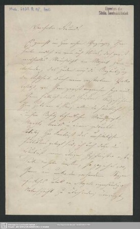 Brief von Julius André an Johann Christian Heinrich Rinck - Mus.3972.R.15,Beil. : Frankfurt , 23.06.1842