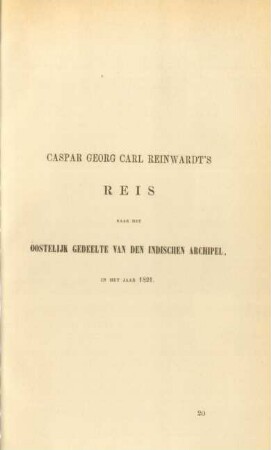 Caspar Georg Carl Reinwardt's reis naar het oostelijk gedeelte van den Indischen archipel in het jaar 1821