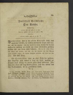 Zwölftes Geschlecht. Der Robbe.