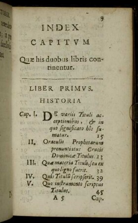 Index Capitum Quæ his duobus libris continentur.