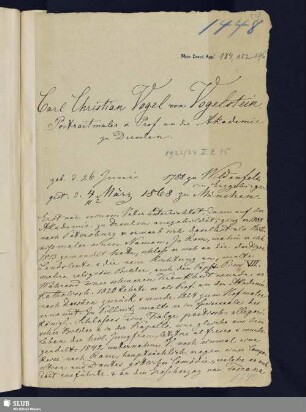 Nr. 152-196b. Vogel von Vogelstein, Carl Christian