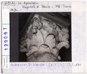 Köln: St. Aposteln, Kapitell der Säule im Nordost-Turm