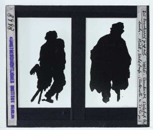 Rembrandt, Bettler mit Holzbein (Druck B 179) (Expl. Washington NGA 1946.21.158),Vliet, Bettler mit Holzbein (Druck) (Expl. Washington NGA 1943.3.8337) : Wiedergabe der Figurensilhouetten